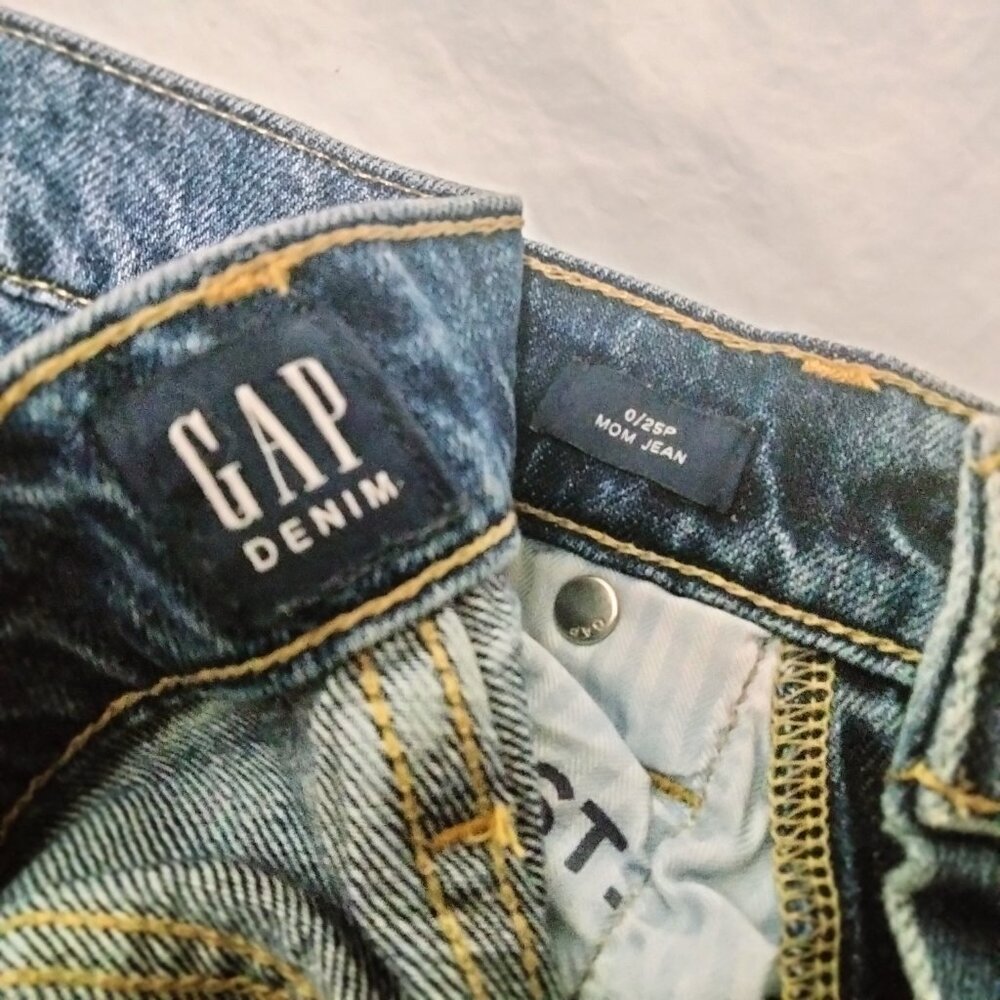 Gap Womens Slim Stretch Blue Denim MommJeans Size 0/25P (26x24) - Picture 4 of 7